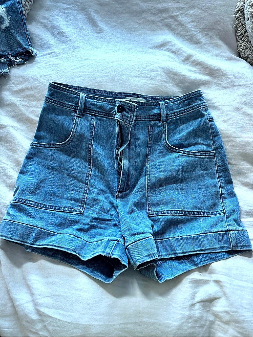 Madewell High-Rise Cuffed Denim Shorts Blue Waist 29